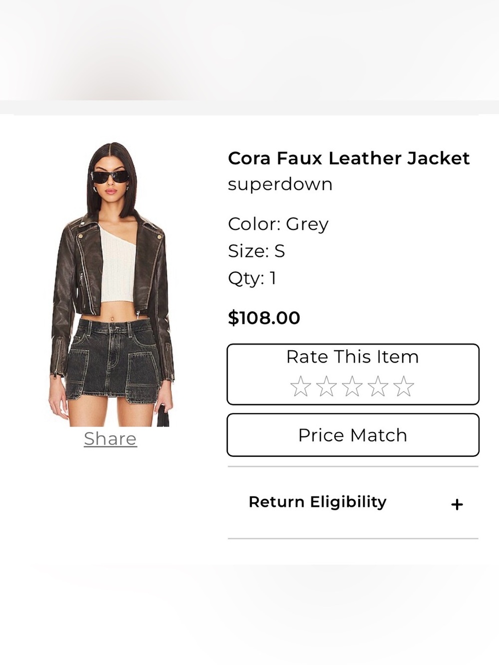 REVOLVE superdown Cora Faux Leather Jacket - Grey / Brown